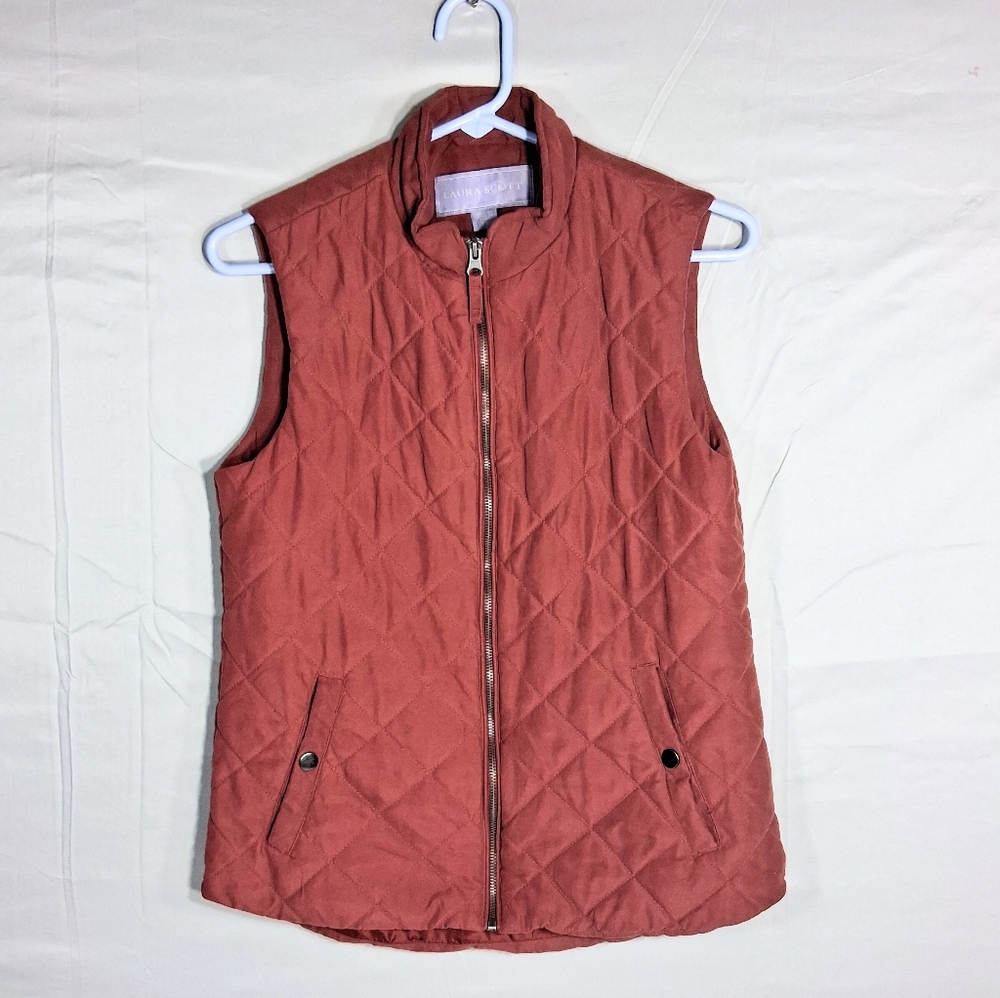 Laura Scott S/C Quilted Burnt Orange Sleeveless Puffer/Gilet